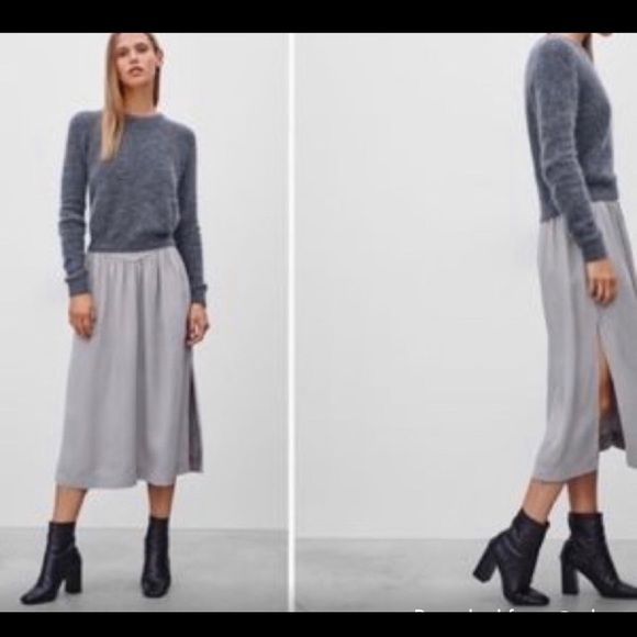 Aritzia Wilfred Gabrielle Skirt Mid Length Grey Side Slit Waist Panel XS - Picture 4 of 5